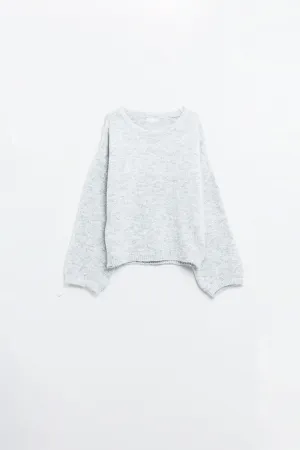 Cozy Balloon Sleeve Sweater in light grey