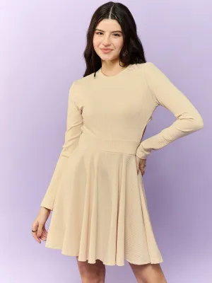 Cream Back Cut-Out Skater Dress