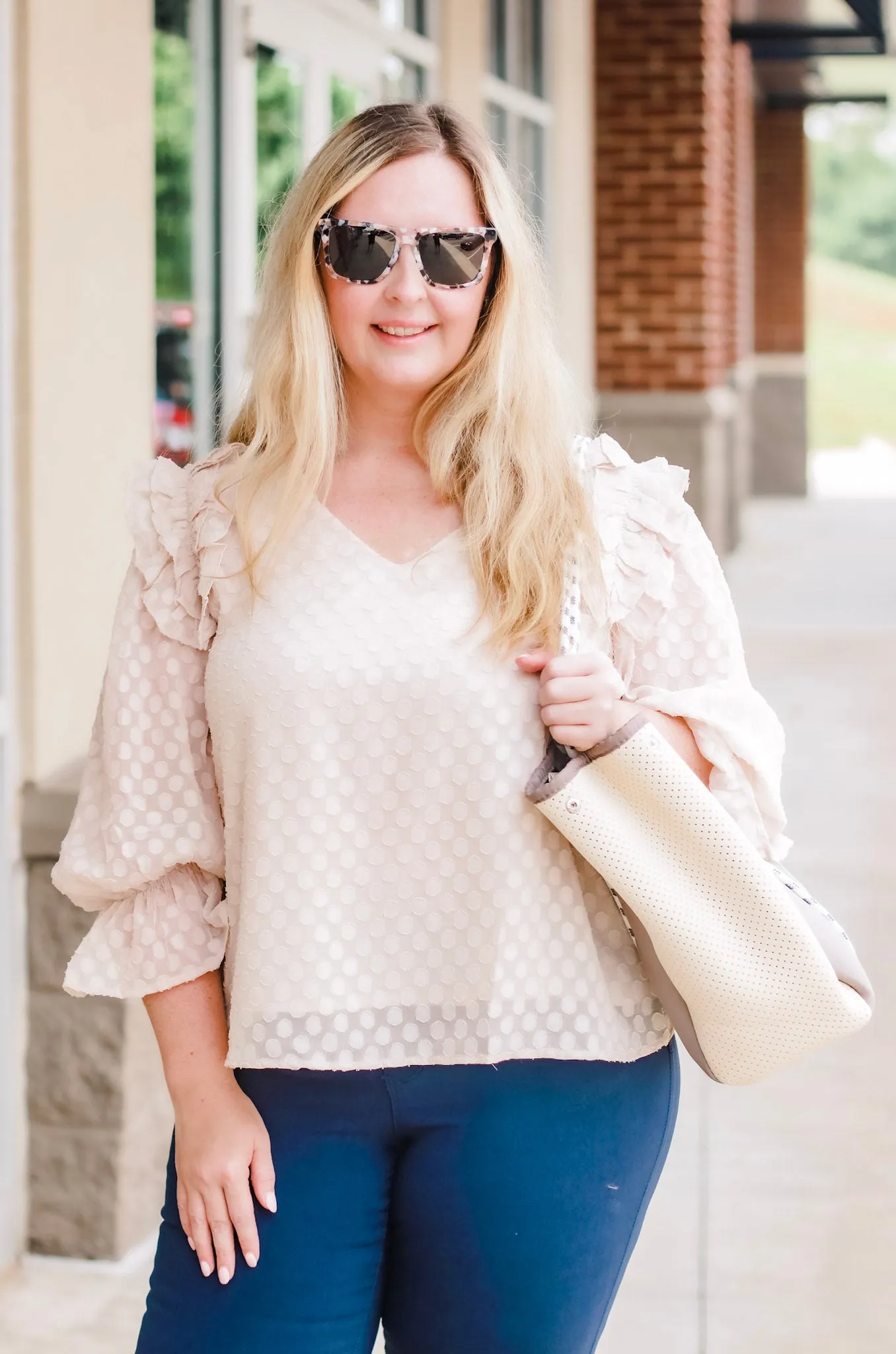 Creme Brulle Dot Blouse