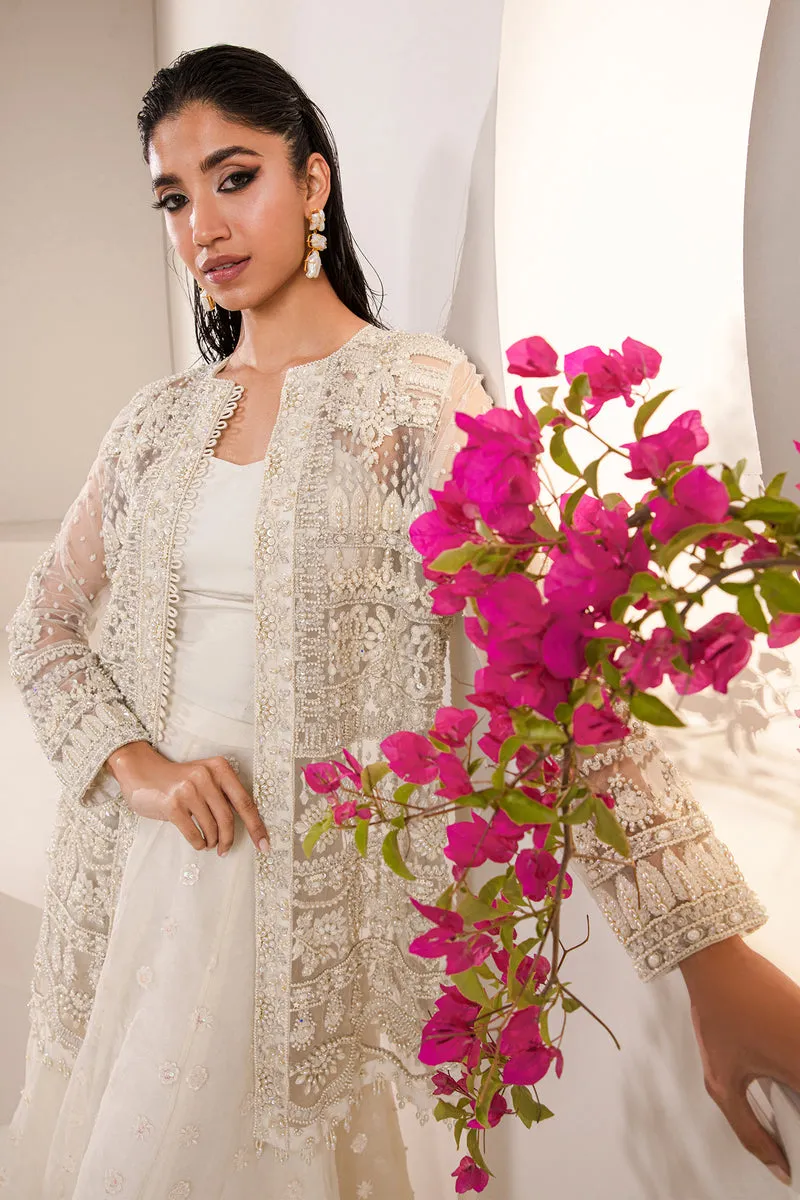 Crystal White Embroidered Pakistani Wedding Dress in Jacket Style