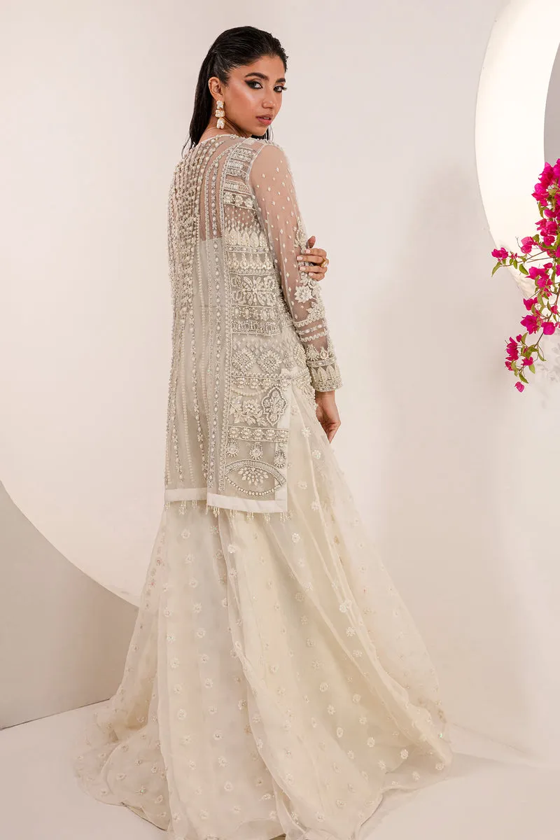 Crystal White Embroidered Pakistani Wedding Dress in Jacket Style