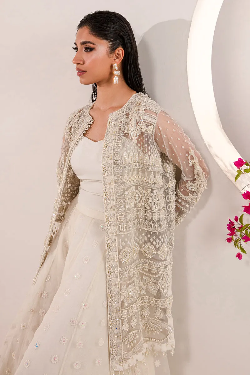 Crystal White Embroidered Pakistani Wedding Dress in Jacket Style