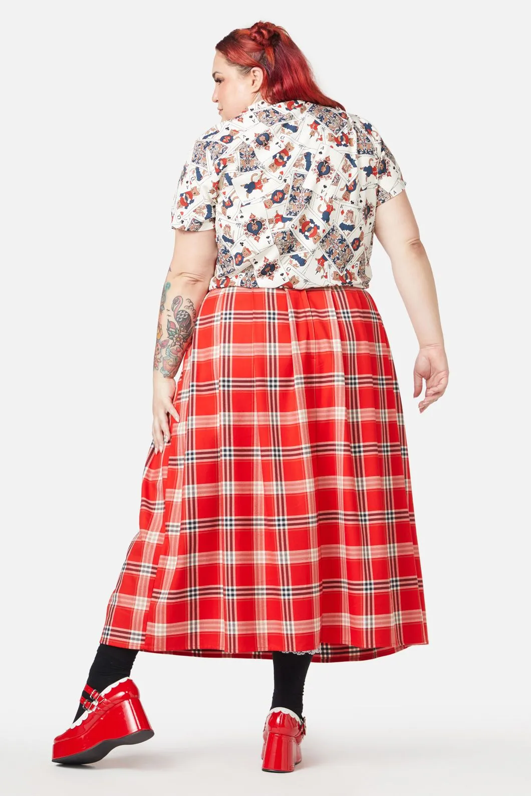 Curve Queen Of Cats Tartan Skirt