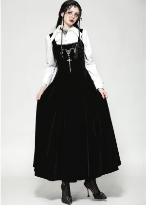 Dark In Love Horn Velvet Maxi Dress Black