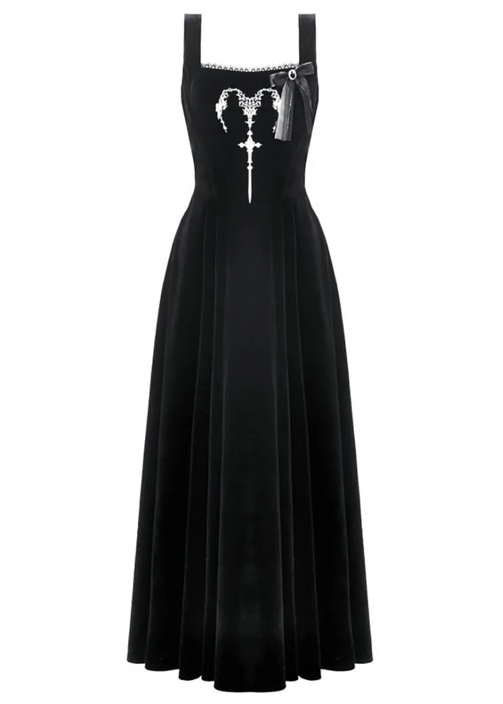 Dark In Love Horn Velvet Maxi Dress Black