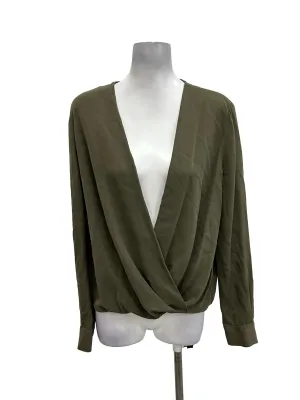 Dark Olive Green Plunging Neck Blouse