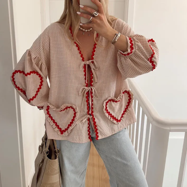 Demina | Casual V-Neck Love Shirt
