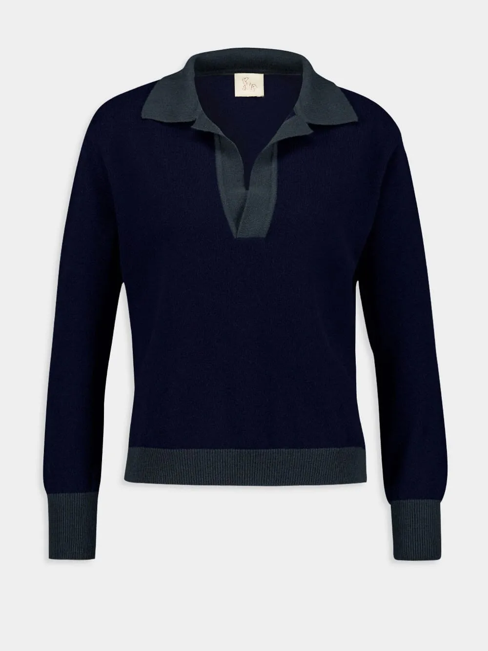Diane Blue Cashmere V-Neck Blouse
