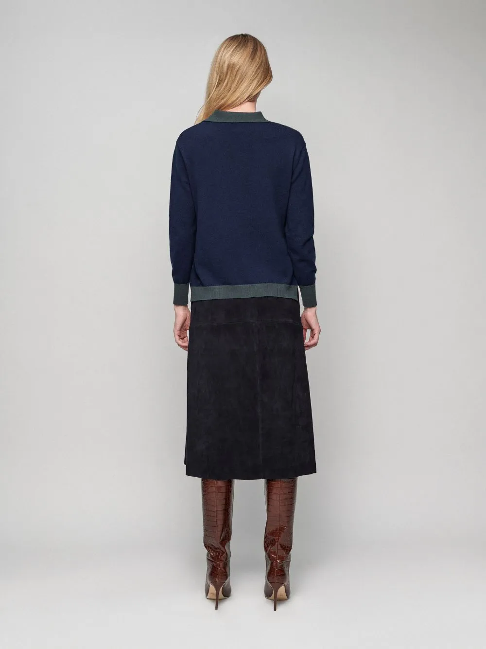 Diane Blue Cashmere V-Neck Blouse