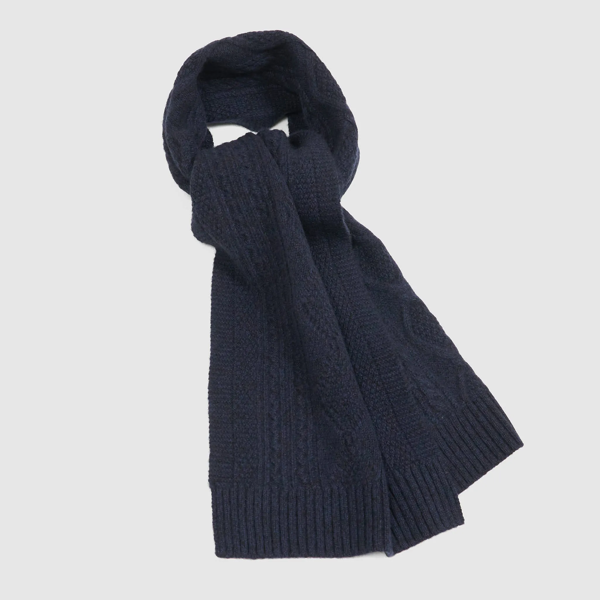 Double RL Aran Knit Cashmere Scarf