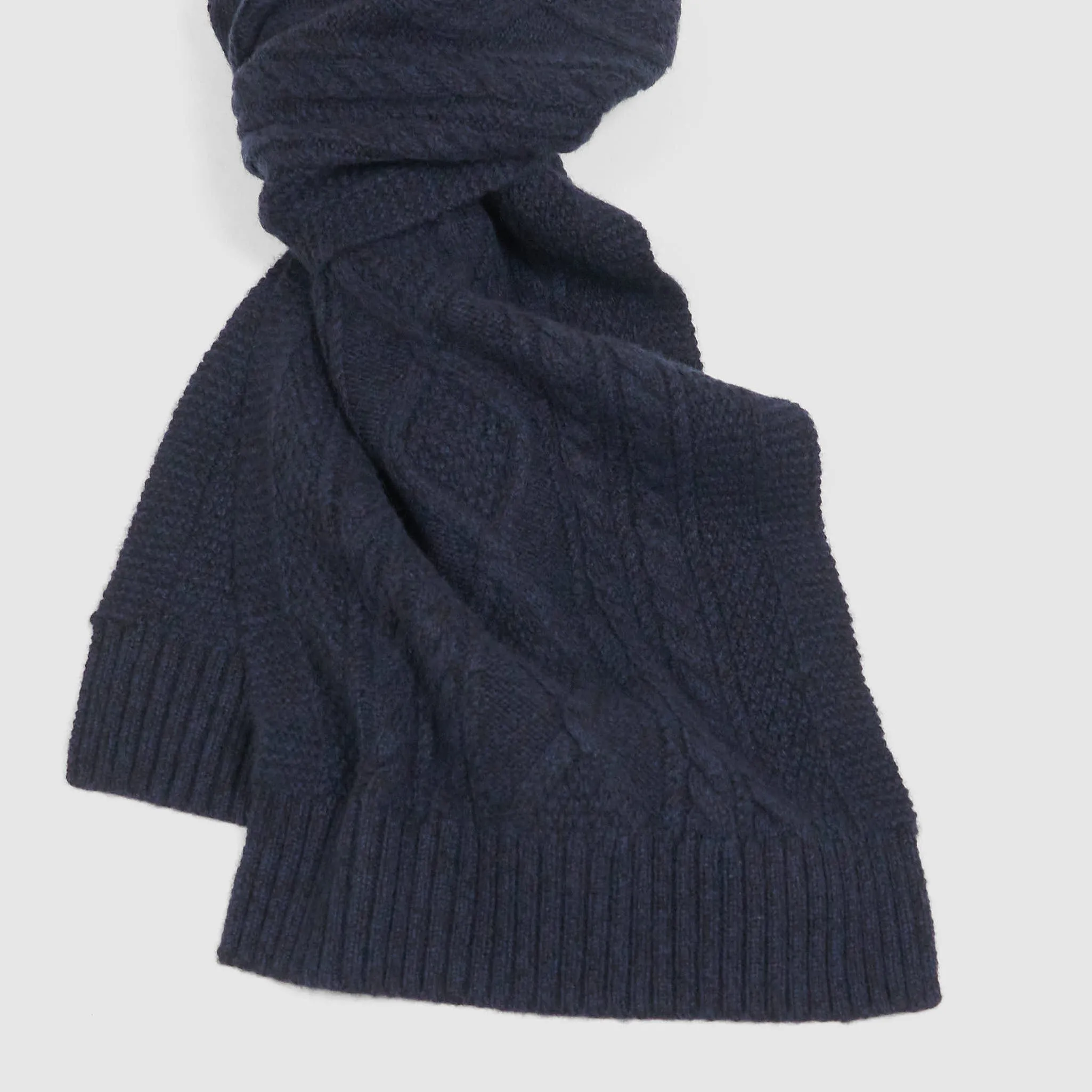 Double RL Aran Knit Cashmere Scarf