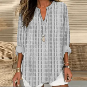 Elegant tunic for women with V-neck and long sleeves