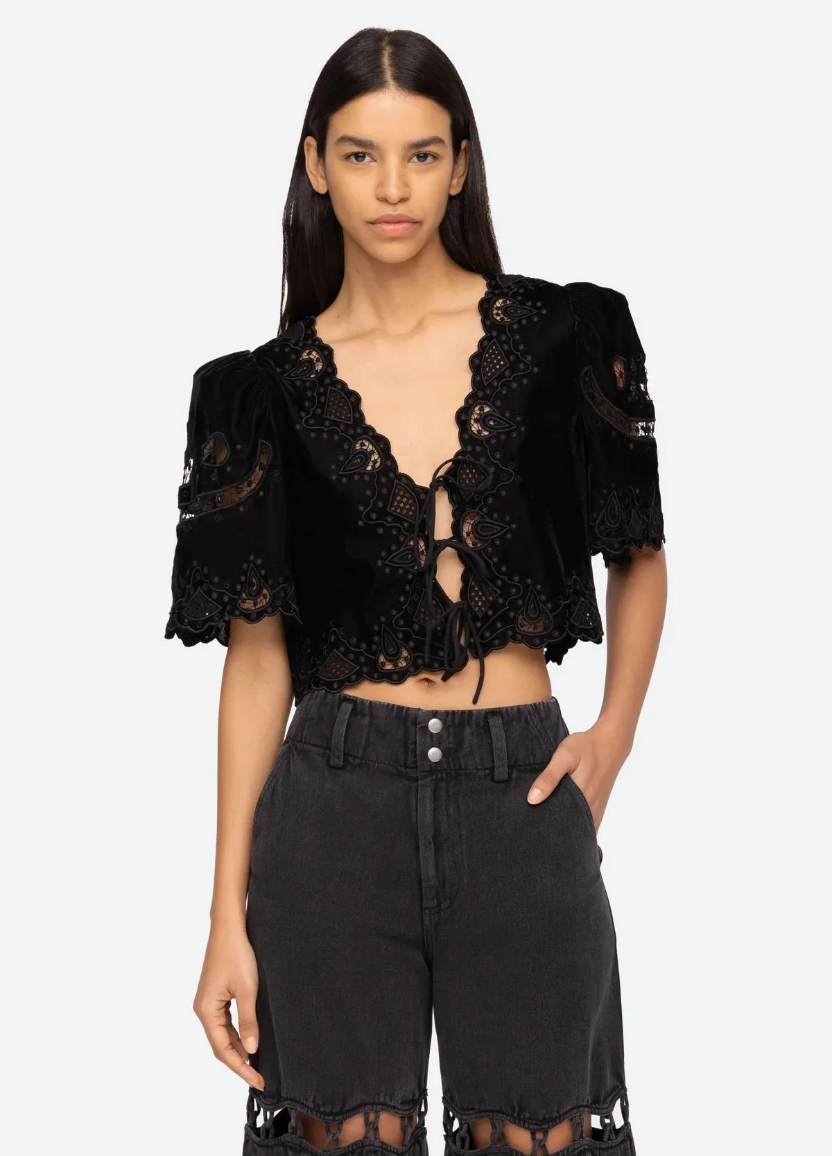 Eliana Tie Top - Black