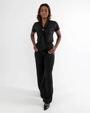 Embellished Neck Tie Blouse