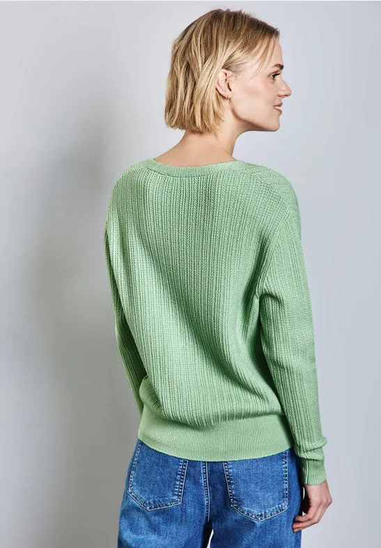 Erika V Neck Jumper | Milky Green Melange