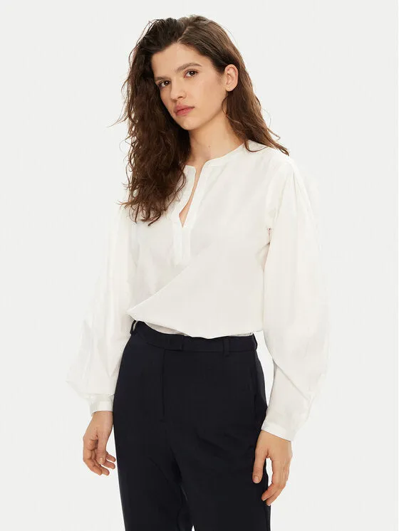 Ess Poplin V Neck Ls Blouse