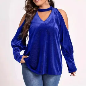 Essence Velvet Cold Shoulder Choker Top