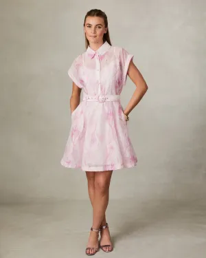 Fee G Diaz Embroidered Short Sleeve Shirt Dress