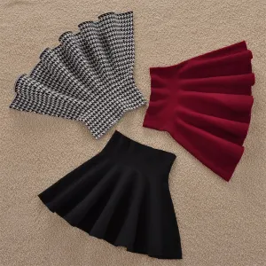 Female Solid Casual Knee-length Sun Pleated For Color Tutu Lady Skirt Winter Women Skirts None Natural A-line