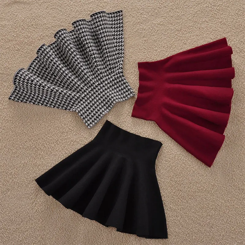 Female Solid Casual Knee-length Sun Pleated For Color Tutu Lady Skirt Winter Women Skirts None Natural A-line