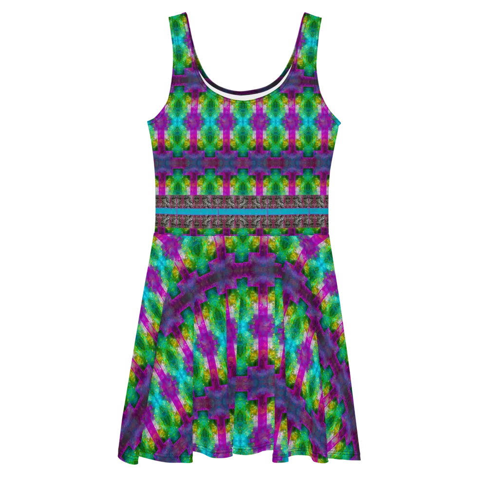 Fitted Skater Dress (Her/Muliebris)(Tree Link Stripe) RJSTH@Fabric#11 RJSTHS2021 RJS