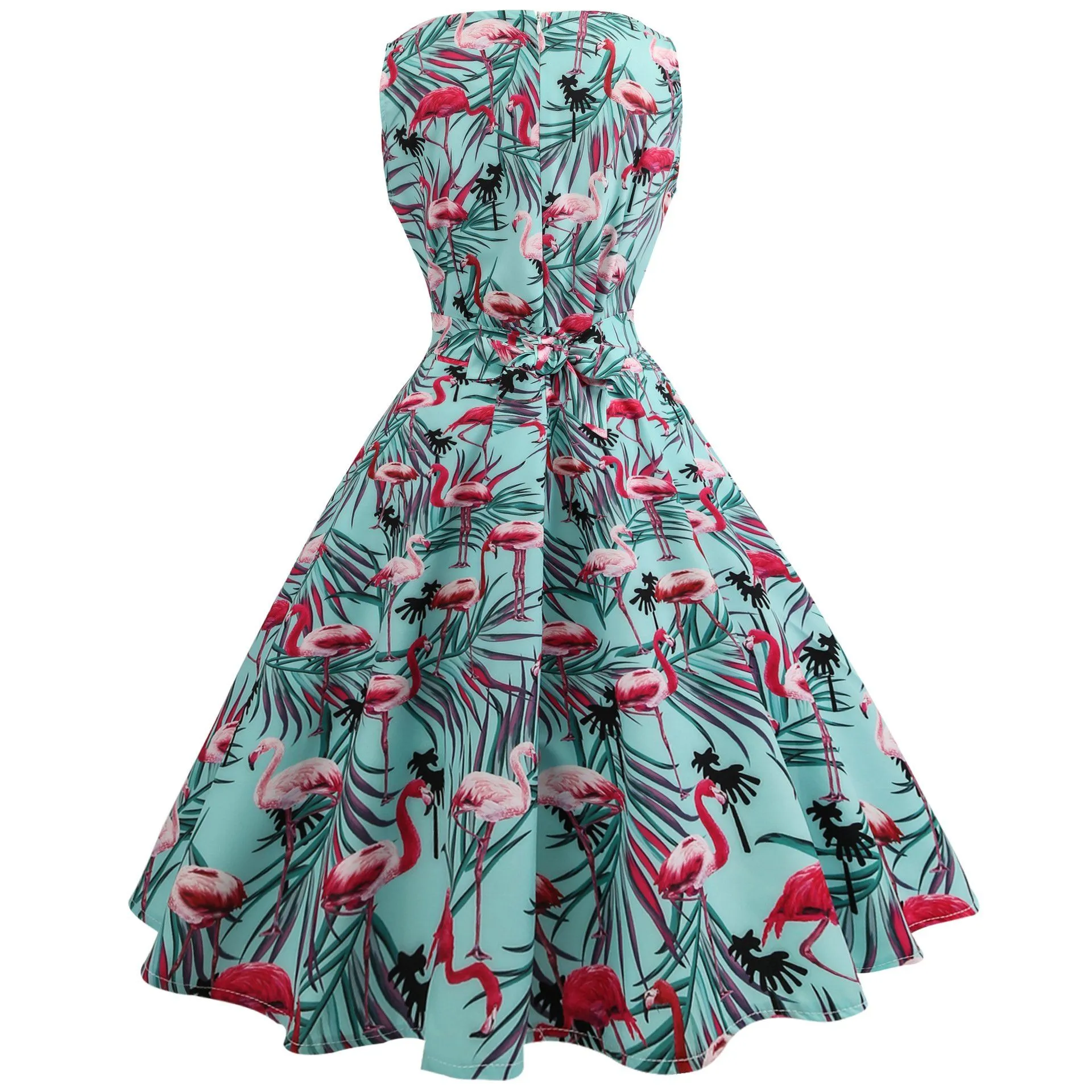 Flamingo Print Vintage Dresses for Women 1950s