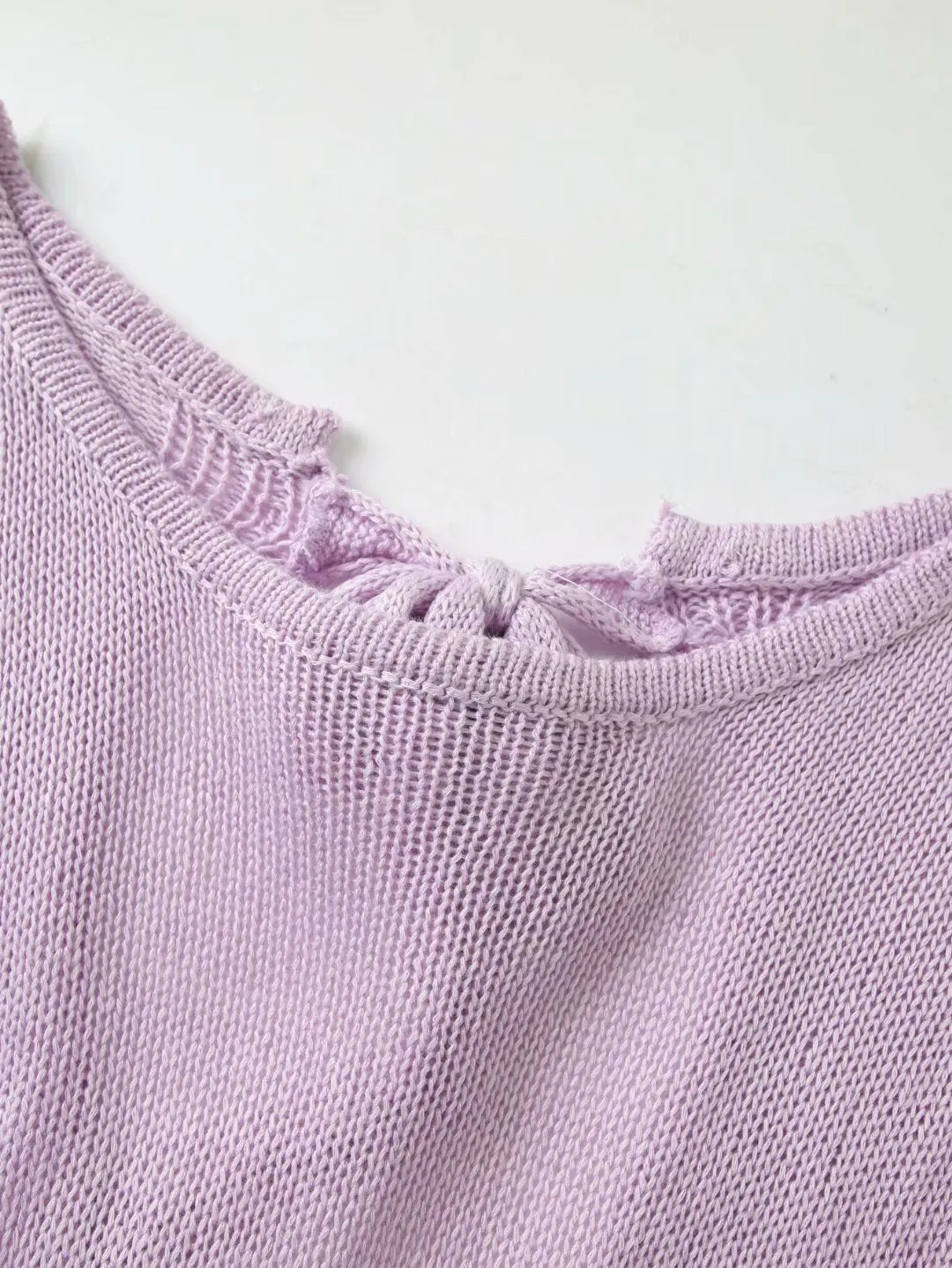 Flared Sleeves Tie Knitting Tops Shorts Two-piece Set
