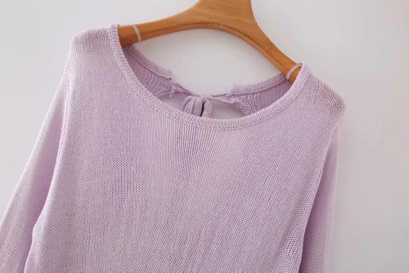 Flared Sleeves Tie Knitting Tops Shorts Two-piece Set