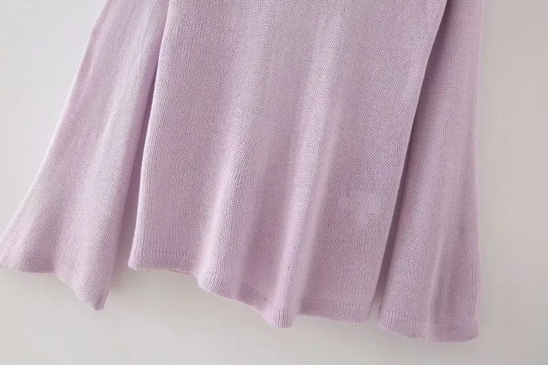Flared Sleeves Tie Knitting Tops Shorts Two-piece Set