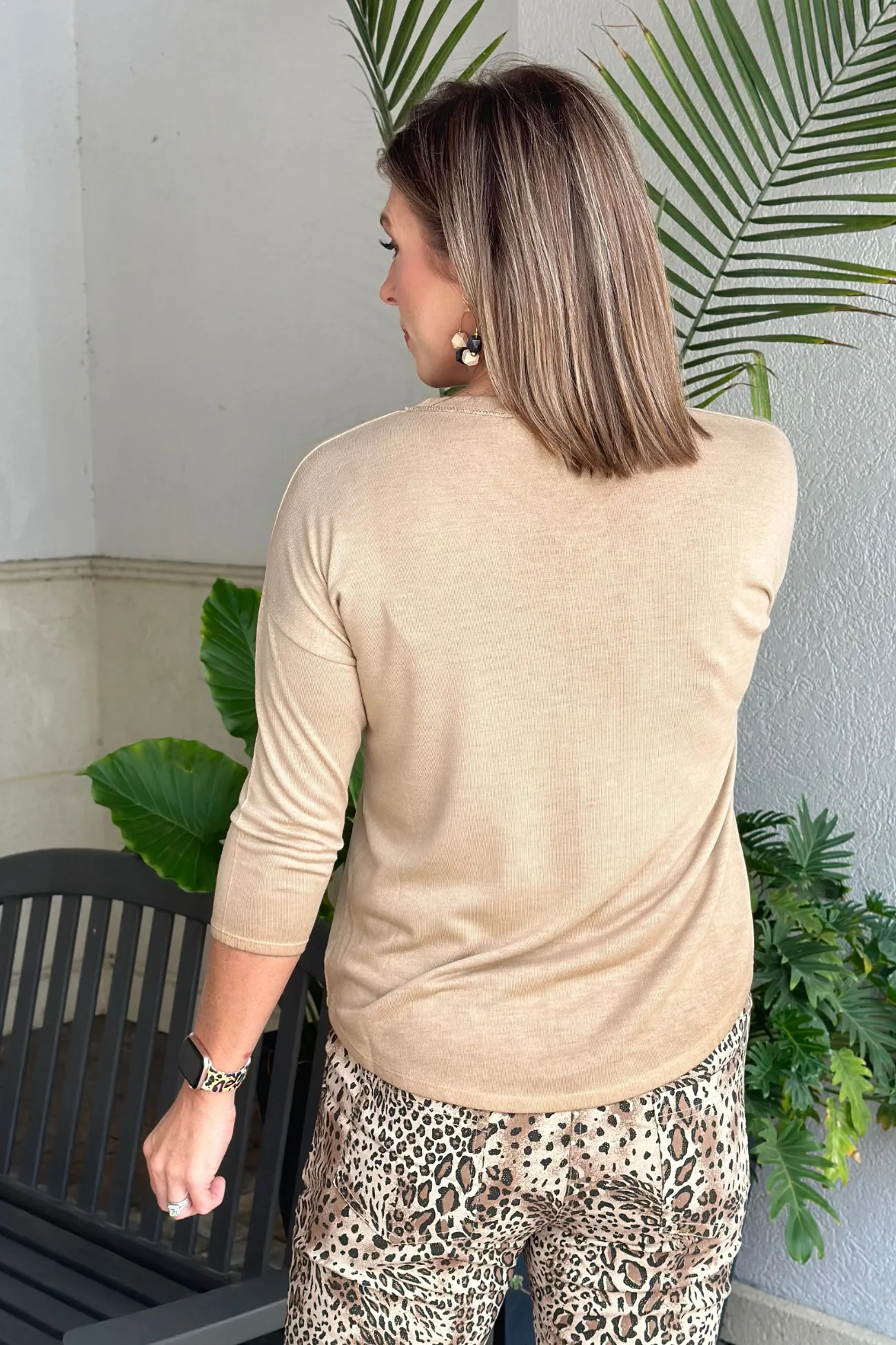 Flora Ashley Alicia Two-Tone Shimmer Top-Tan