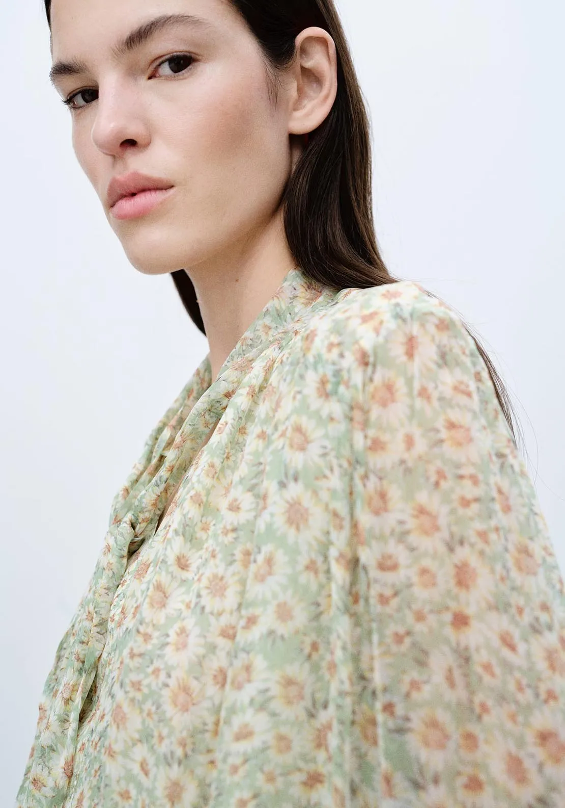Floral tie blouse - Green