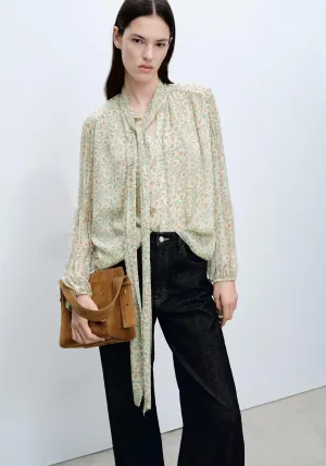 Floral tie blouse - Green