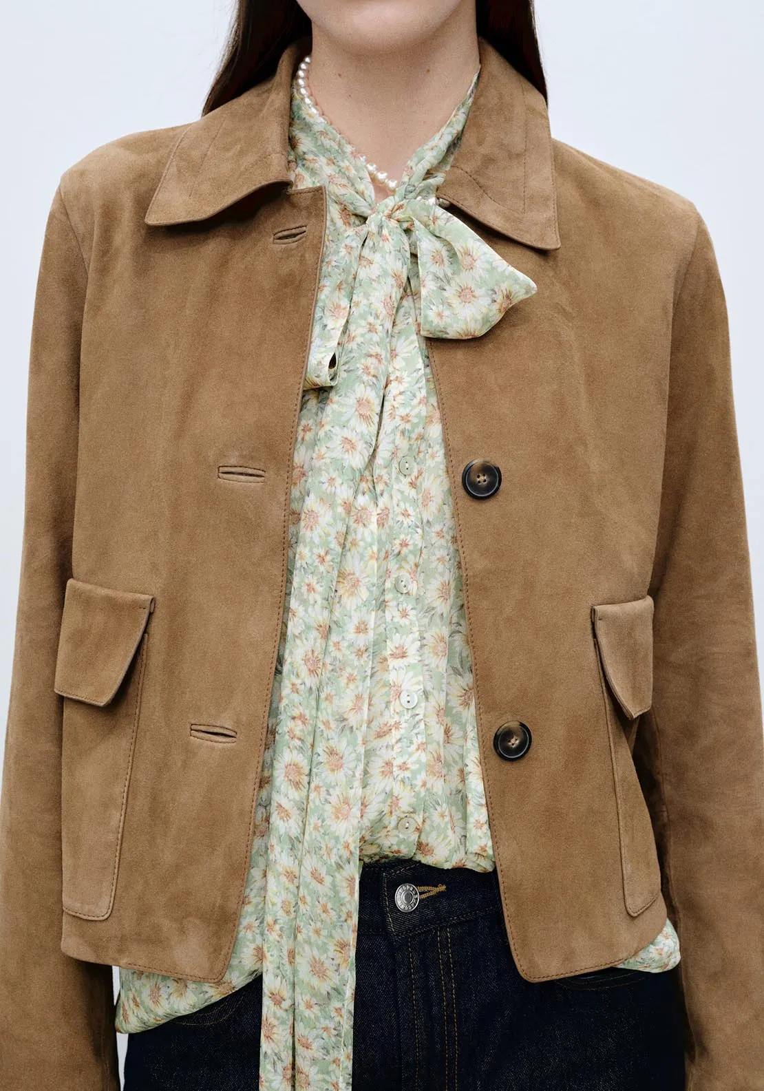 Floral tie blouse - Green