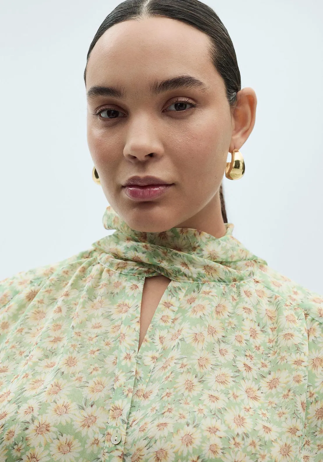 Floral tie blouse - Green