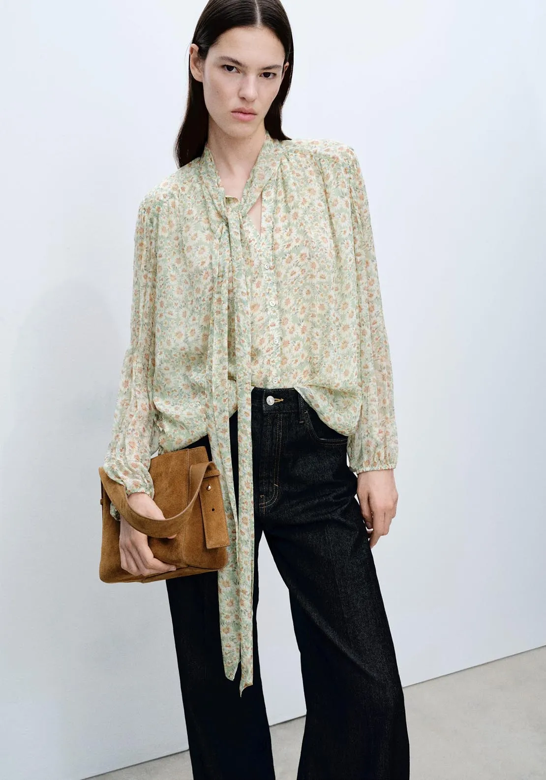 Floral tie blouse - Green