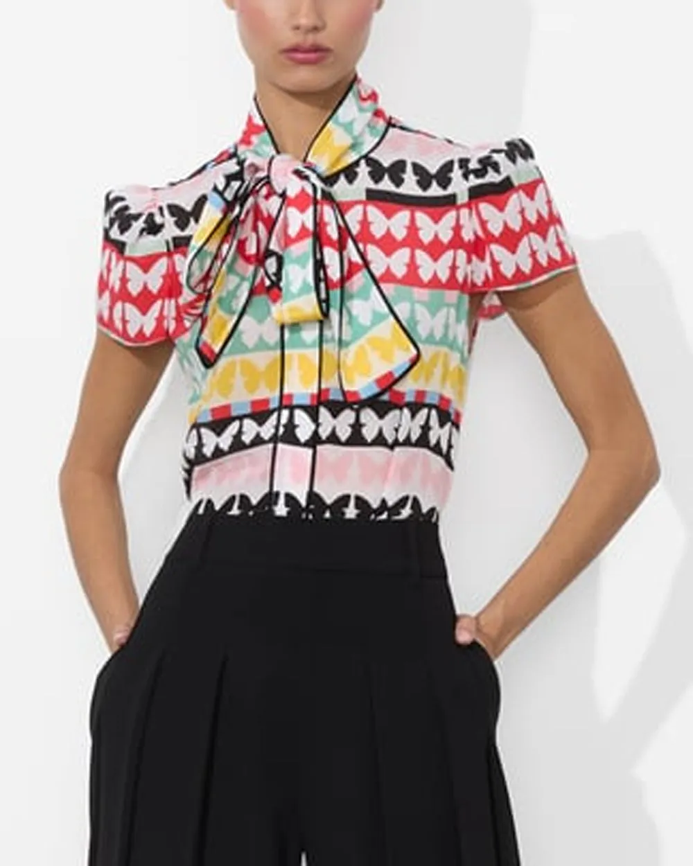 Flutters Jeannie Button Up Bow Blouse