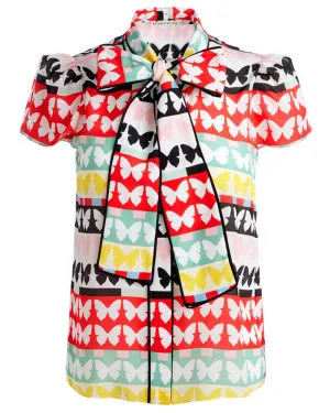 Flutters Jeannie Button Up Bow Blouse
