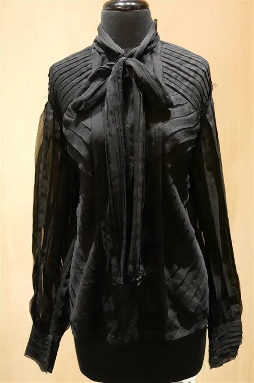Flynow Sheer Silk Bowtie Blouse