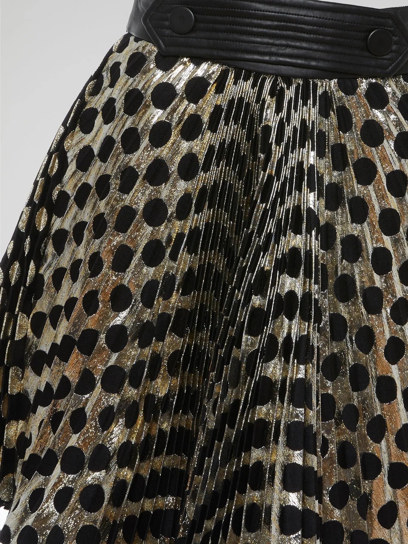 Foil Polka Dot Pleated Skirt