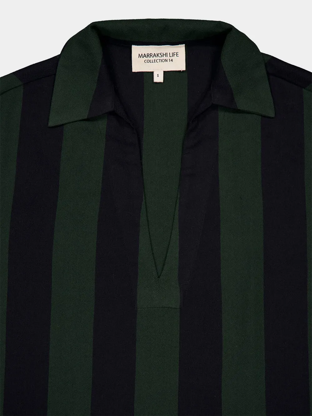 Forest Noir Striped V-Neck Blouse