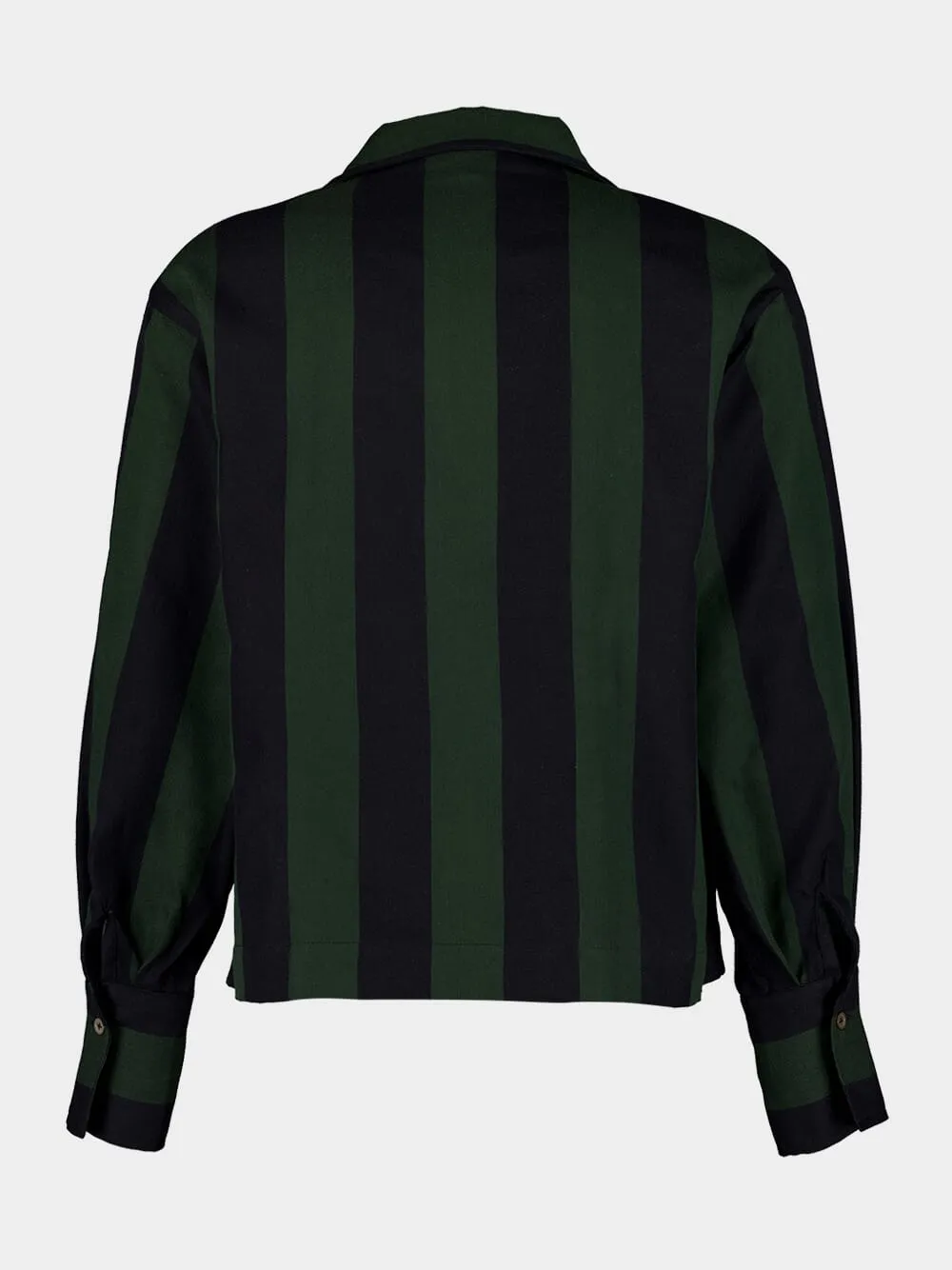 Forest Noir Striped V-Neck Blouse