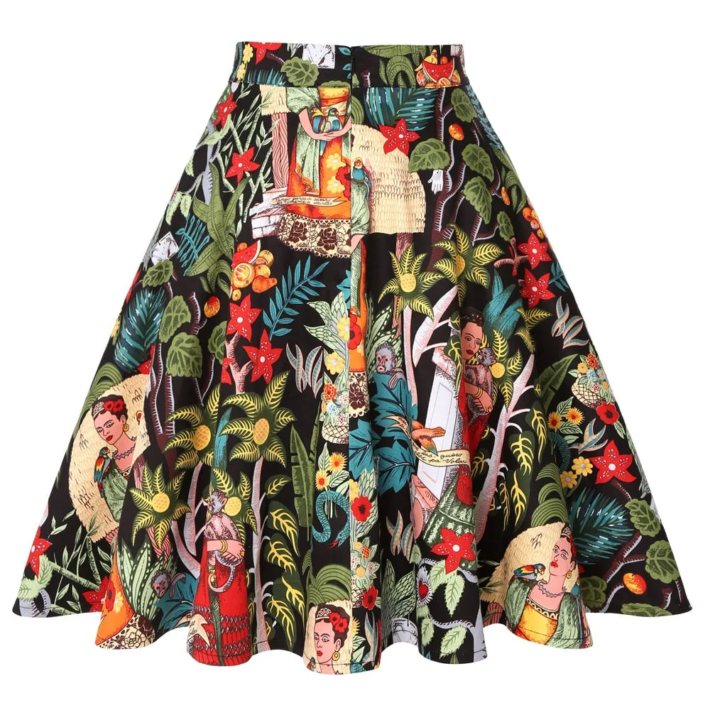 Frida Kahlo Jungle - Juliette Swing Skirt