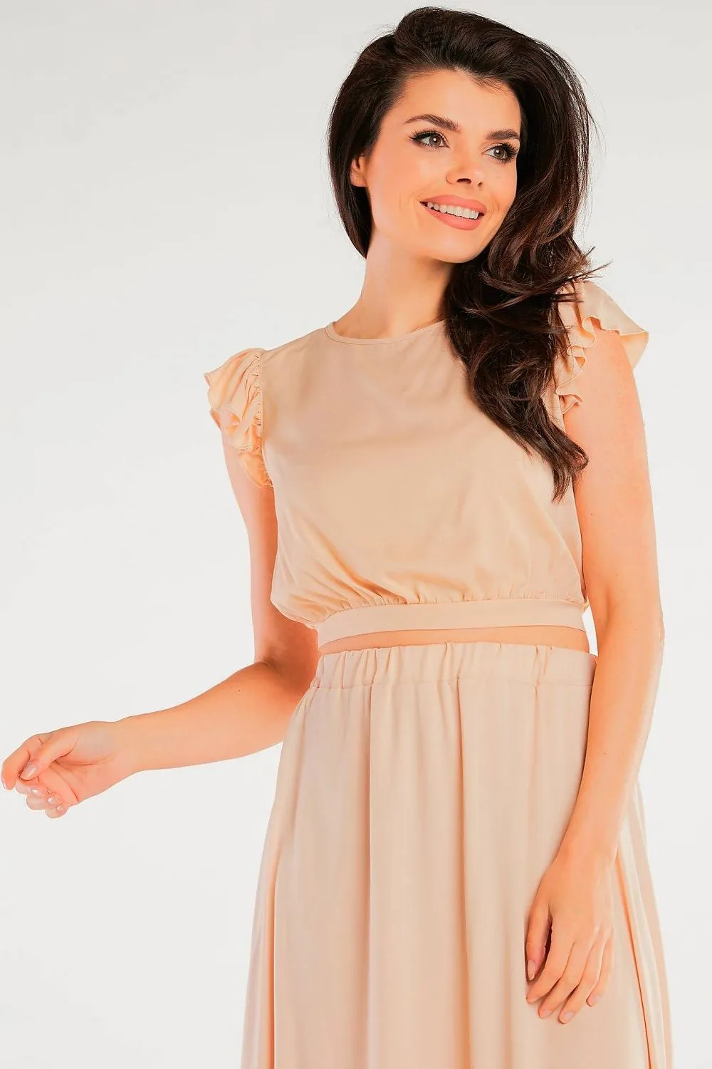 Frill Sleeve Back Tie Blouse