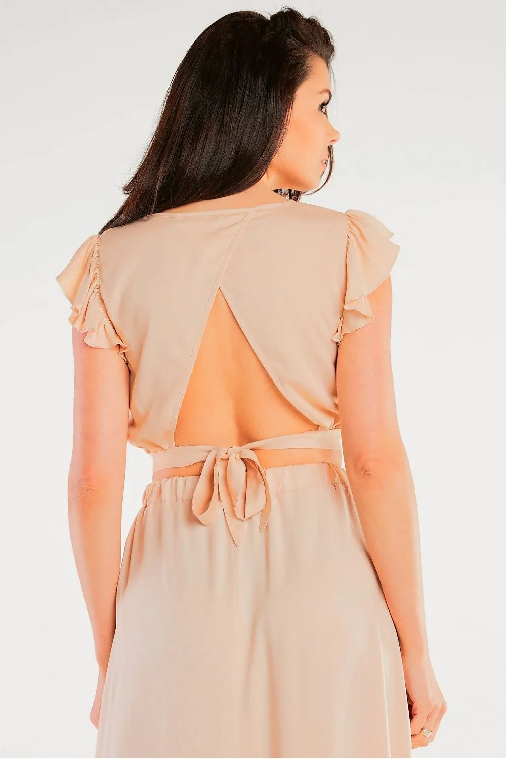Frill Sleeve Back Tie Blouse