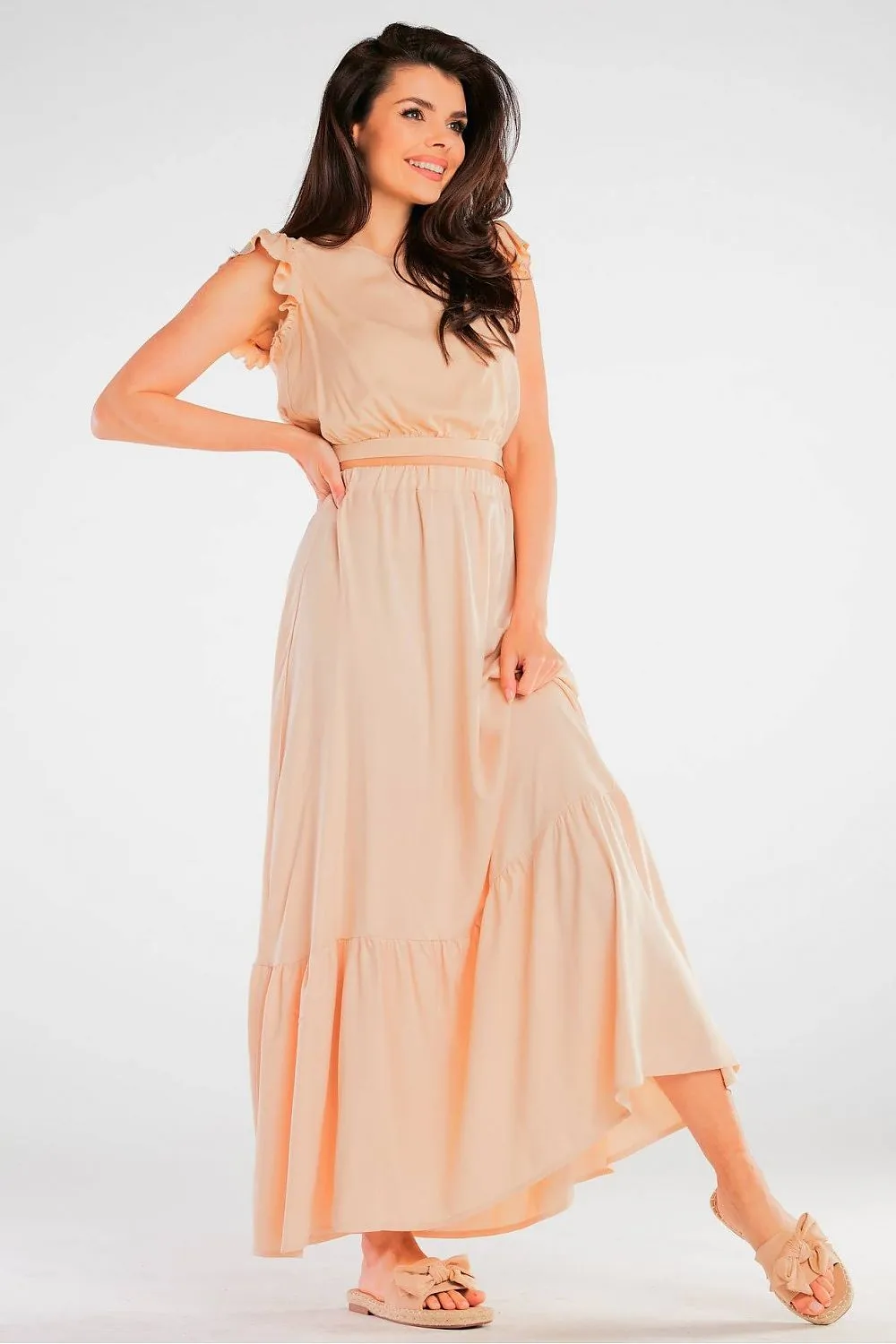 Frill Sleeve Back Tie Blouse
