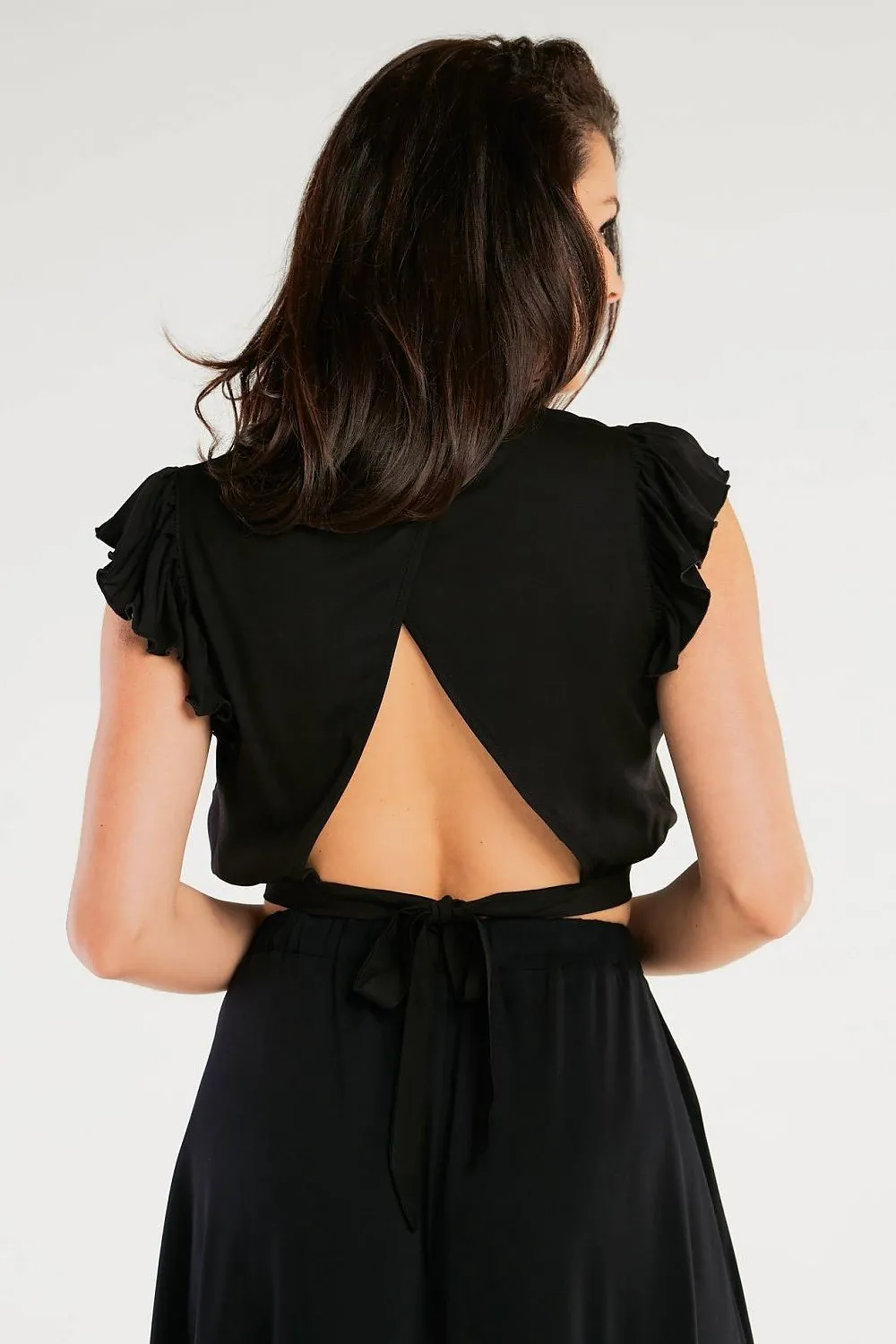Frill Sleeve Back Tie Blouse