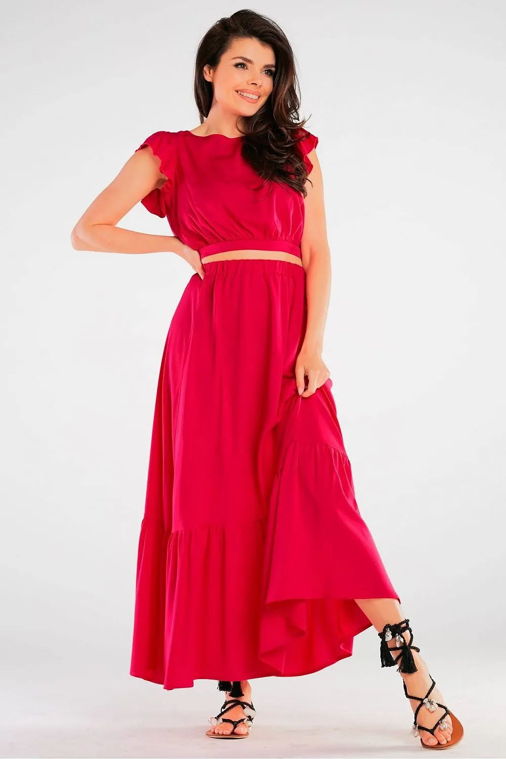 Frill Sleeve Back Tie Blouse