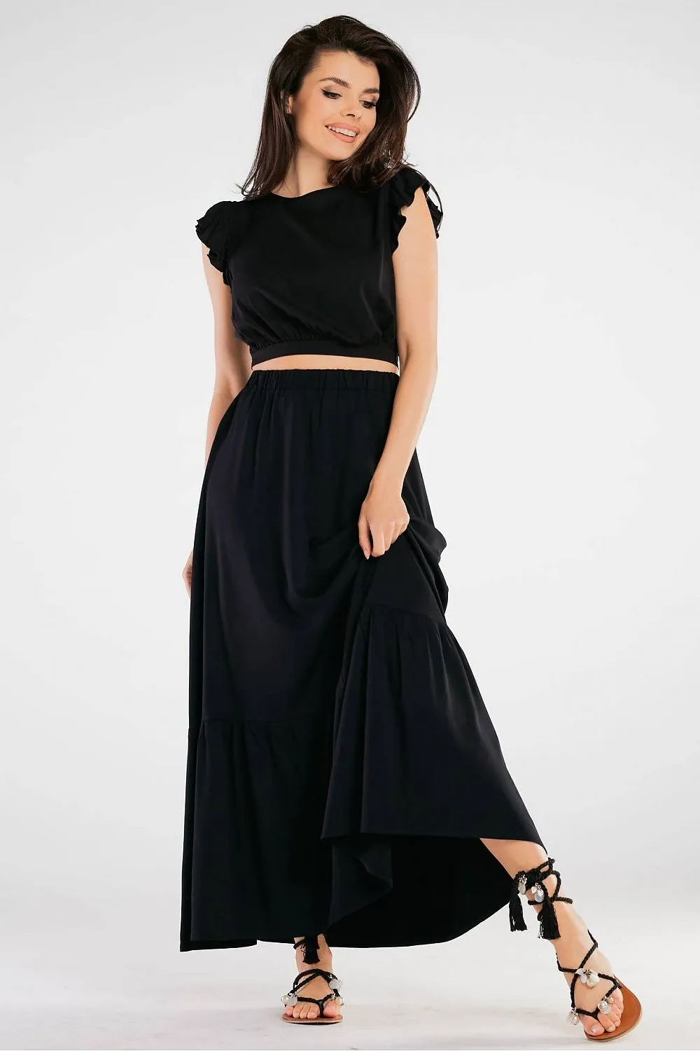 Frill Sleeve Back Tie Blouse