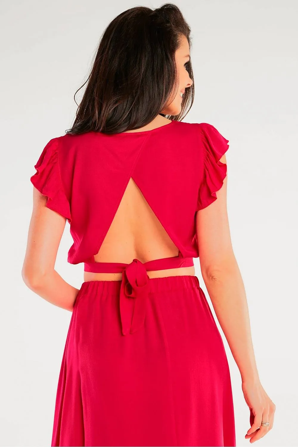 Frill Sleeve Back Tie Blouse