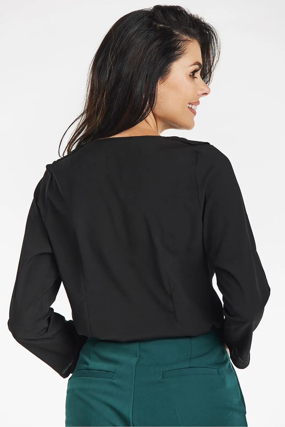 Frilled V-Neck Blouse with Ruffles
